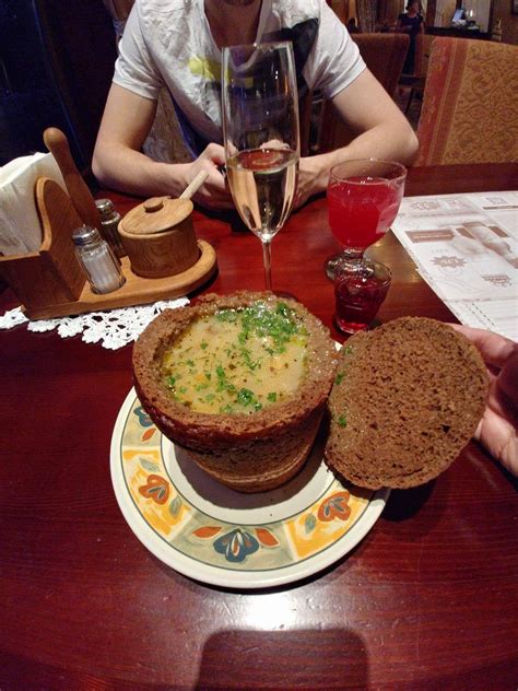 I Ate Creamy Mushroom Soup Served In A Bread Lithuania Food