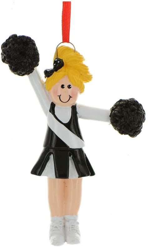 Cheerleader In Black White Blonde Hair Ornament Winterwood Gift