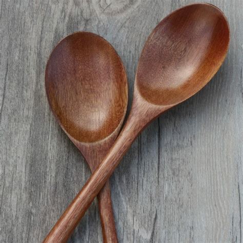 Wooden Spoons 6 Pieces 9 Inch Wood Soup Spoons For Eating Etsy