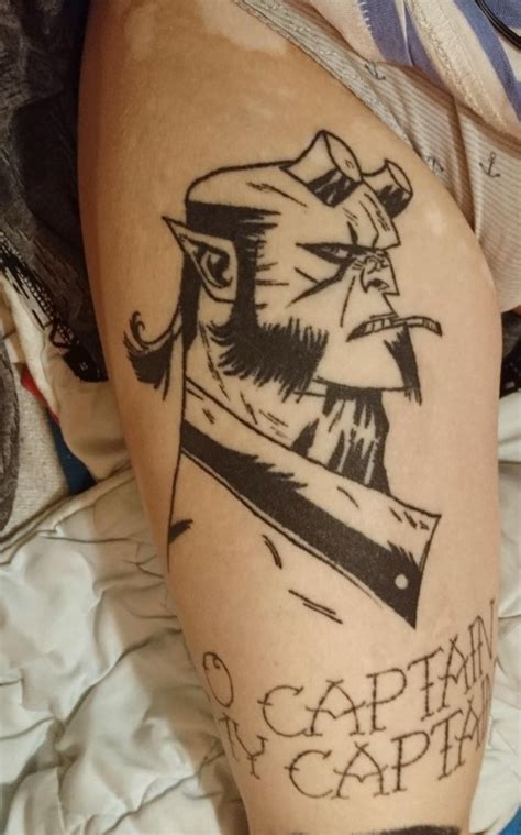 My Handpoked Hellboy Tattoo On Myself From 2019 2nd Picture Is The