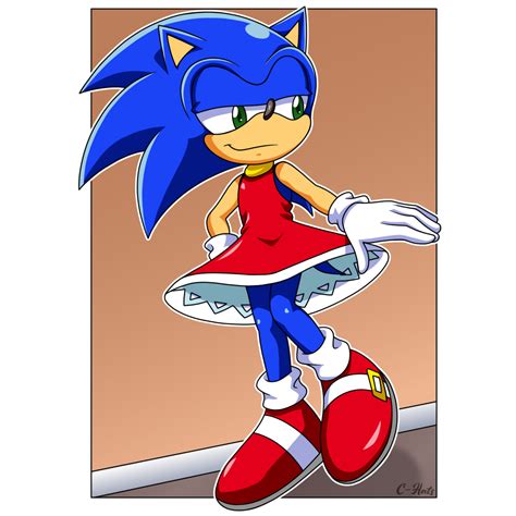 Sonic Wearing Amys Dress By C Hats On Deviantart