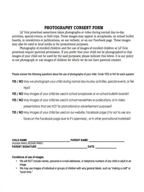 photography consent forms   ms word