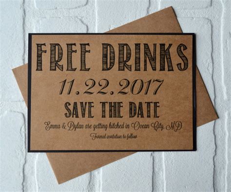 Free Drinks Save The Date Cards Funny By Invitesbythisandthat