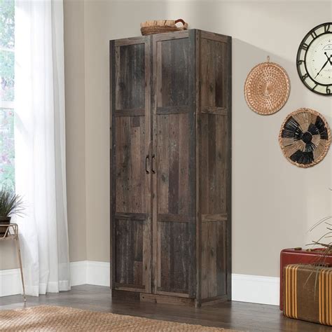 Sauder Select 2 Door Wooden Storage Cabinet In Reclaimed Pine 427069