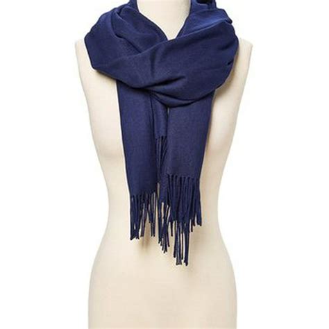 Oussum Navy Blue Solid Scarfs For Women Fashion Warm Neck Womens