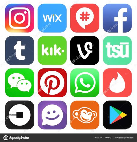 Collection Of Popular Social Media Logos Stock Editorial Photo