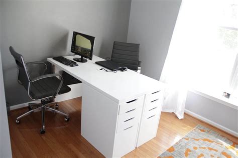 Ikea Minimalist Two Person Desk Home Office Design Two Person Desk