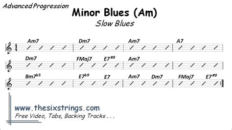 Minor Blues Advanced Progression Backing Track Am 27 Slow Blues