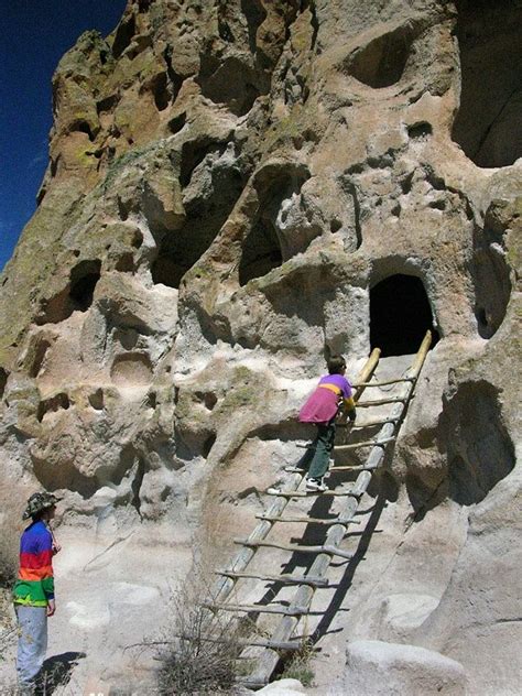 Santa Fe New Mexico Cliff Dwellings Carved By A Feeder Stream For