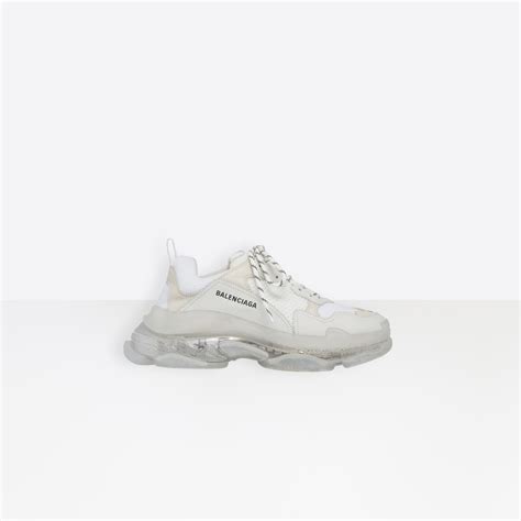 White Triple S Clear Sole Sneaker for Men | Balenciaga