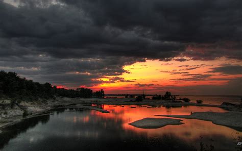 Download Water Reflection Winter Lake Sky Cloud Landscape Nature Sunset