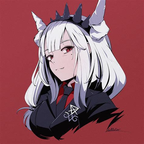 Anime Girls Helltaker Lucifer Helltaker White Hair Red Eyes