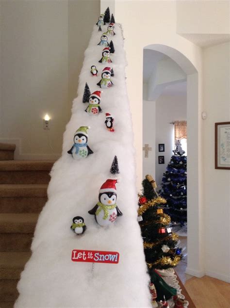 Cute Penguin Slope Christmas Banister Indoor Christmas Decorations