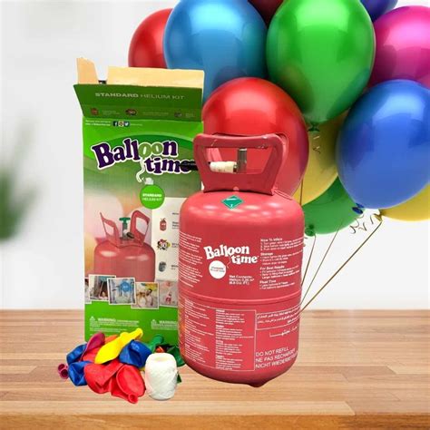 Balloon Time Standard Helium Tank Kit Includes 30 Assorted Latex