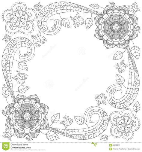 Flower Frame Coloring Book Vector Illustration Stock Vector