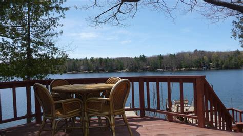 Private rentals only feet from our fantastic spring fed fishing lake. Deck and view of Clam Lake | River vacation, Cabin rentals ...