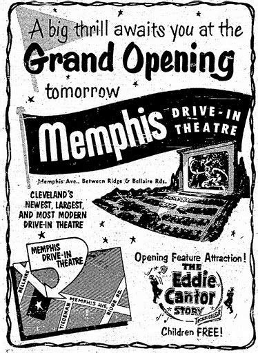 I recommend showing up early to get a good parking spot. A flyer for the opening of the late great Memphis Drive-In ...