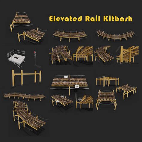 Kitbash Elevated Railroad Train Track Chicago Metro 3d Model Cgtrader