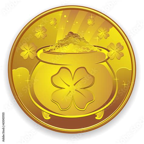 Lucky Gold Coin Charm Cartoon Illustration Buy This Stock Vector And