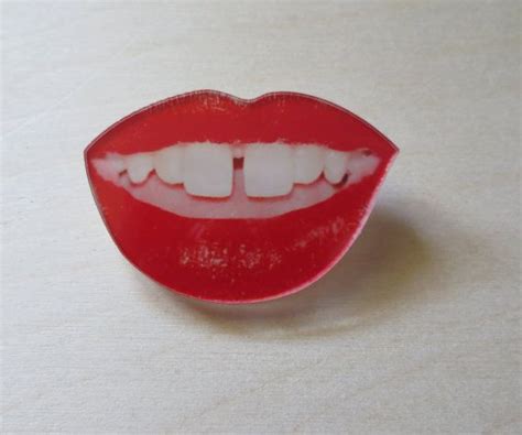 Red Lips Gap Tooth Pin Cute Weird Acrylic By Sarmaek On Etsy 800