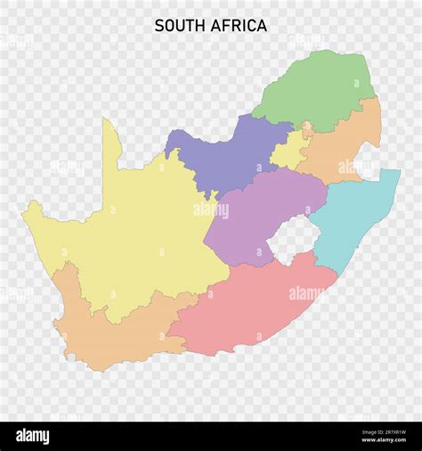 Isolated Colored Map Of South Africa With Borders Of The Regions Stock