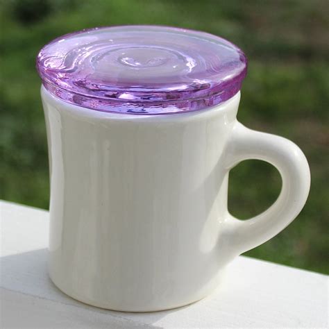 Mug Lid Lavender Coffee Cup Cover Recycled Eco Friendly Glass