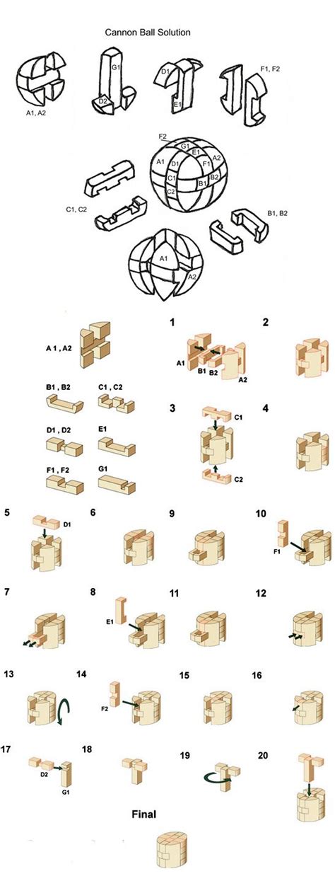 Cannon Ball Solutions Wooden Puzzles Solution 3d Brain Teasers Jigsaw