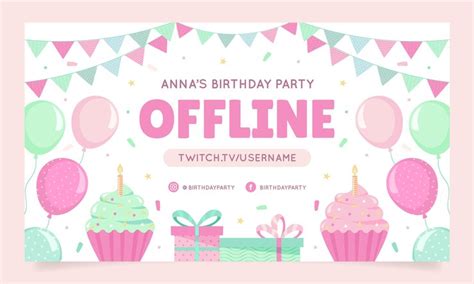 Free Vector Flat Birthday Party Celebration Twitch Background