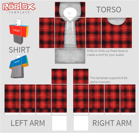 Roblox Flannel Red And Grey Template Black And White Checkered