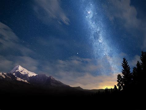 Starry Night Sky Mountain Scenery Wallpaper Preview