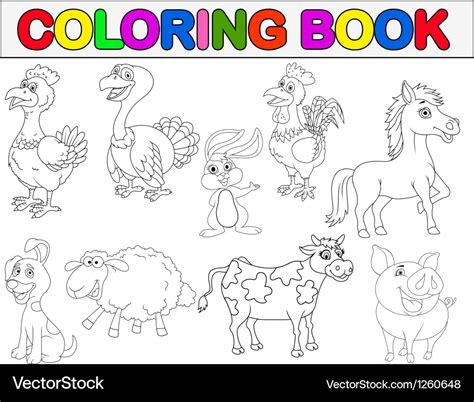 Farm Animal Coloring Book Royalty Free Vector Image
