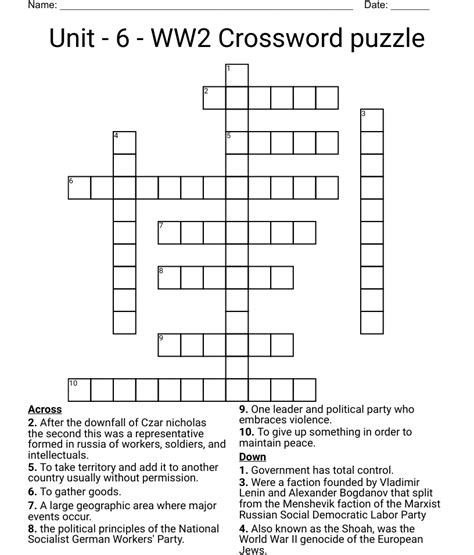 Unit 6 Ww2 Crossword Puzzle Wordmint