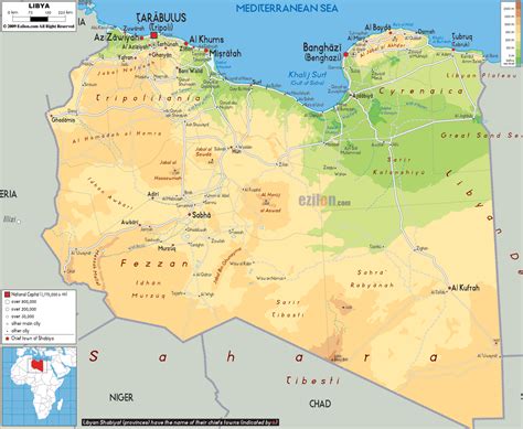 Lībija ģeogrāfiskās Kartes Lībijas
