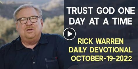 Rick Warren October 19 2022 Daily Devotional Trust God One Day At A