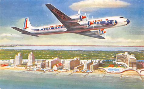 Eastern Airlines Golden Falcon Dc 7b Airplane Postcard