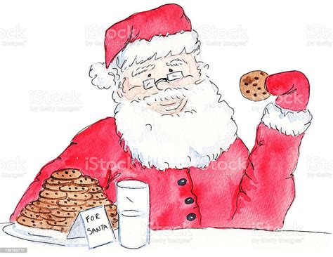 Santa Eating Cookies Stock Illustration Download Image Now Adult