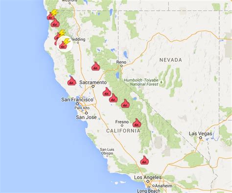 California Wildfire Map 2015 Update Thousands Flee As