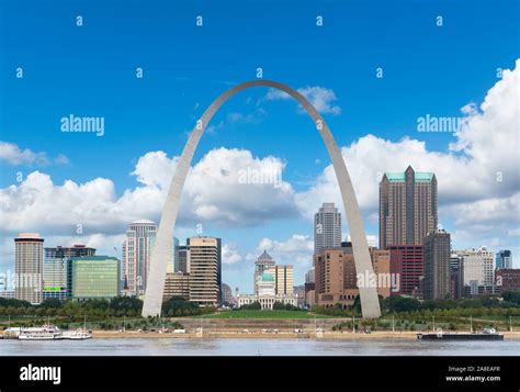 View Of The St Louis Skyline From Across The Mississippi River With The