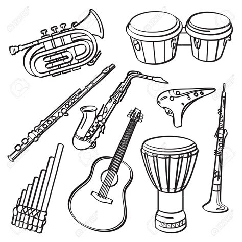 Musical Instruments Drawing Music Notes Art Musical Instruments