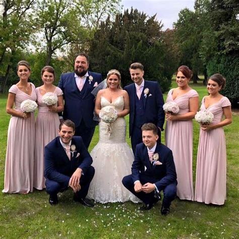 Check out our ivory and blue suit selection for the very best in unique or custom, handmade pieces from our shops. navy blue suits paired with pink bridesmaid dresses ...