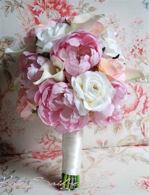 Peony Bouquet Pink Peony Pink And Ivory Rose And Ivory Calla Lily