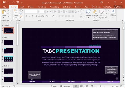 Interactive Tabbed Presentation Template For Powerpoint