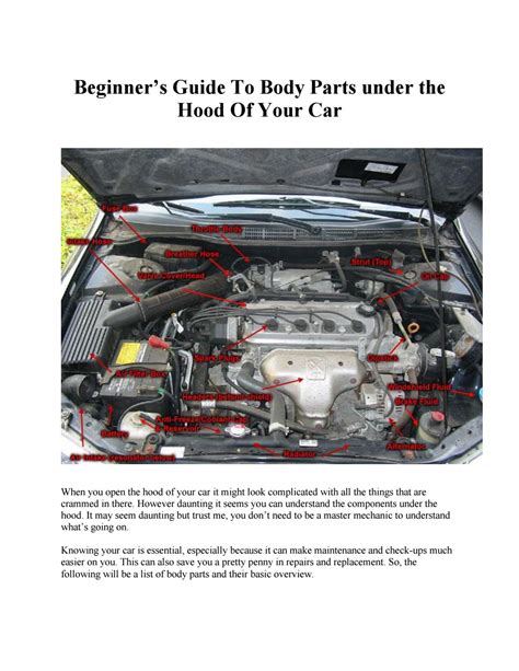 Beginners Guide To Body Parts Under The Hood Of Your Car By Partzroot