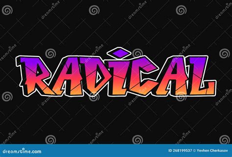 Radical Word Trippy Psychedelic Graffiti Style Lettersvector Hand