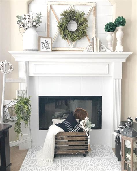 The challenge is to mount a fireplace mantel to the wall without putting screws or nails through the fireplace mantel how to: Fire Place Decorating Ideas | Farmhouse fireplace mantels ...
