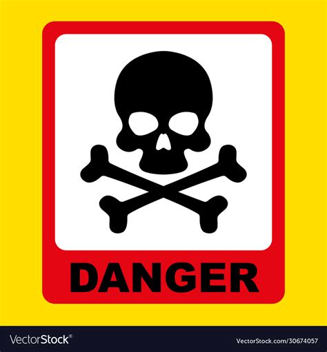Danger Sign With A Black Skull And Crossbones Vector Image
