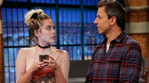 Miley Cyrus Fakes A Friendship With Seth Meyers On Late Night Youtube