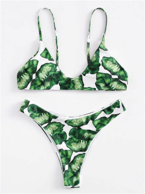 Jungle Print High Leg Bikini Set Sheinsheinside