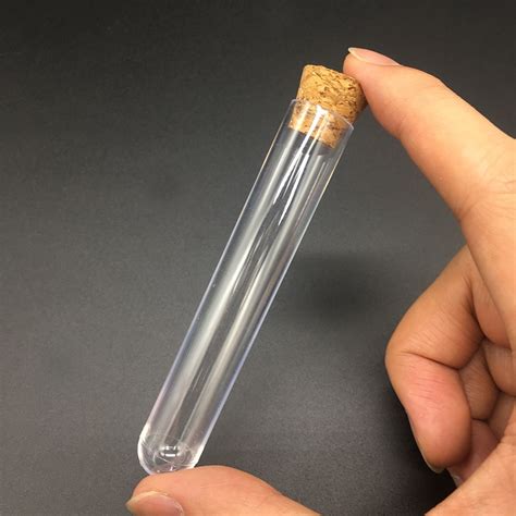 20pcs Plastic Test Tube With Cork Stopper Clear Like Glass Laboratory