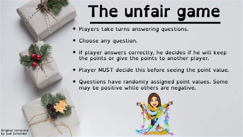 Christmas The Unfair Game Template Jodi Schendel